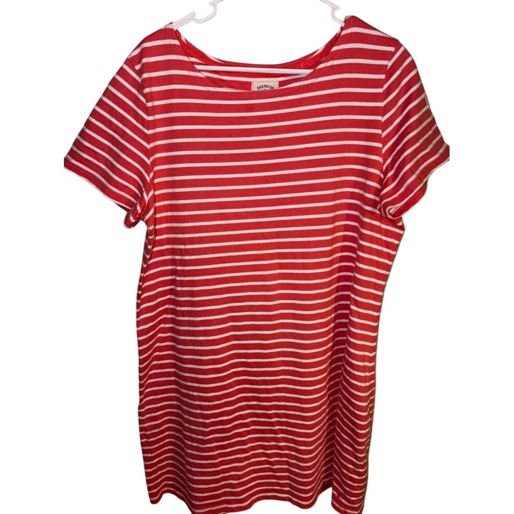 Joules Red White Striped Nautical T-Shirt Dress Short Sleeve US 16 UK 20 EU 48